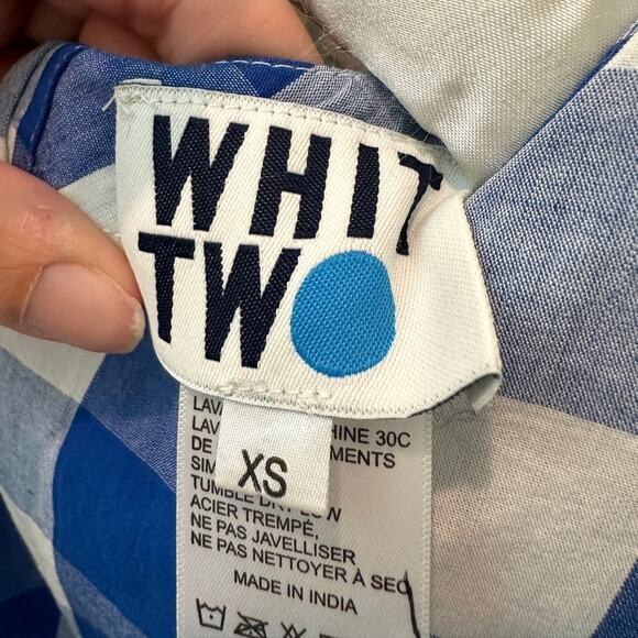 ANTHROPOLOGIE WHIT TWO | Blue Gingham Ruffle Sleeve Button Back Blouse Top | XS - Picture 7 of 8